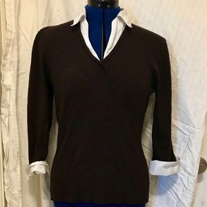 Style & Co. Brown Sweater with White Collar.